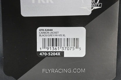 Fly Racing 470-5204X Extra-Large Men's Black/Grey/Hi-Vis Carbon Jacket NOS