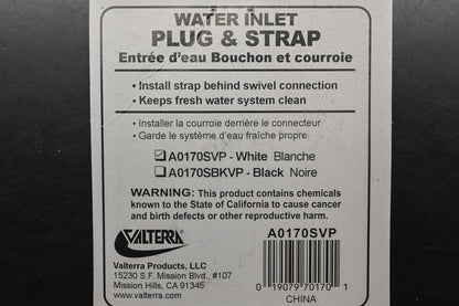 Valterra A0170SVP Water Inlet Plug & Strap NOS