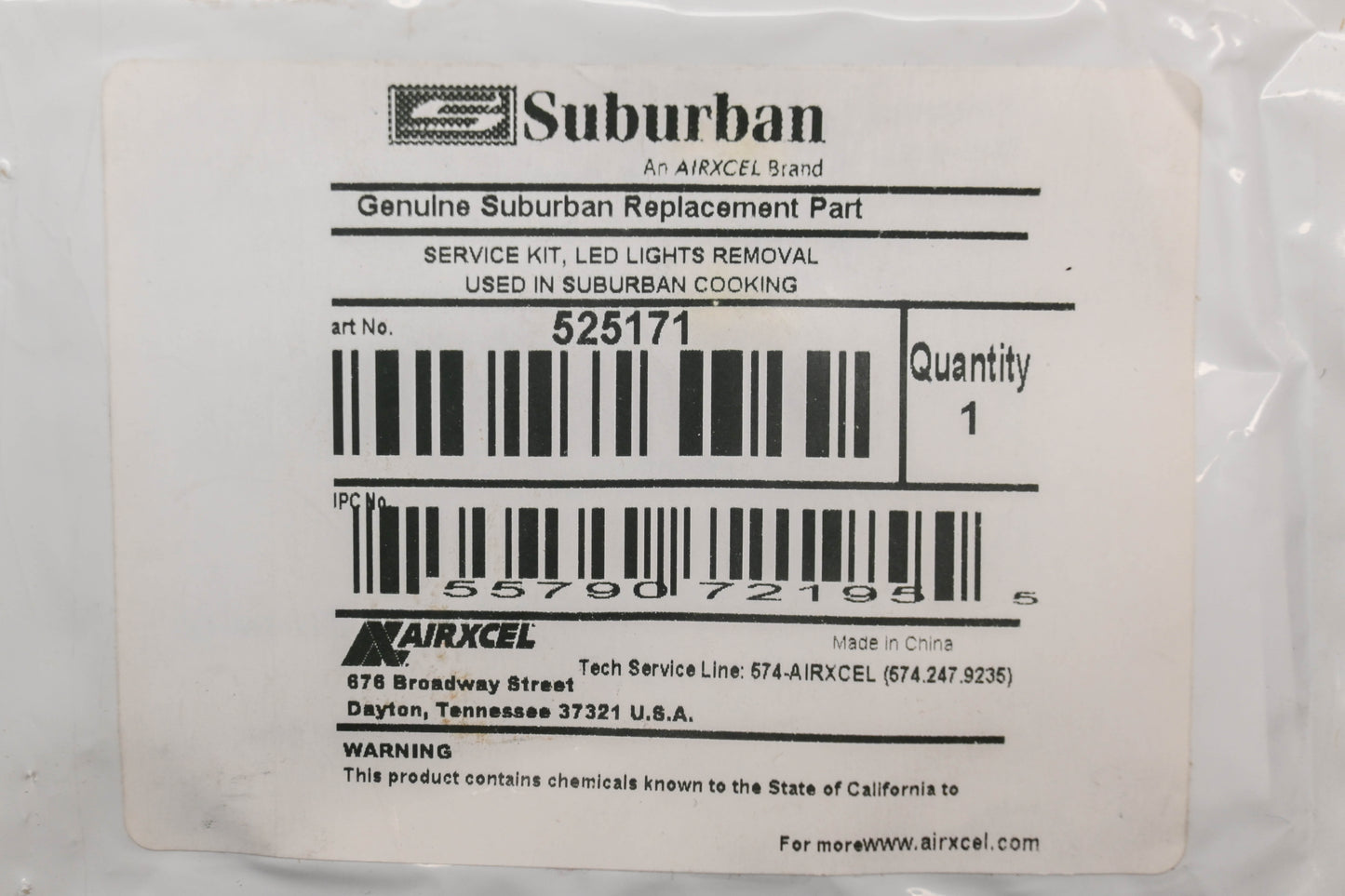 Suburban 525171 LED Light Removal Kit NOS