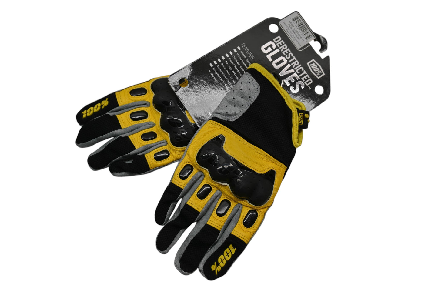 100Percent 10007-014-11 Medium Black/Yellow Derestricted Dual Sport Gloves NOS