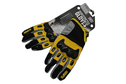 100Percent 10007-014-11 Medium Black/Yellow Derestricted Dual Sport Gloves NOS