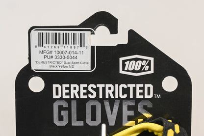 100Percent 10007-014-11 Medium Black/Yellow Derestricted Dual Sport Gloves NOS