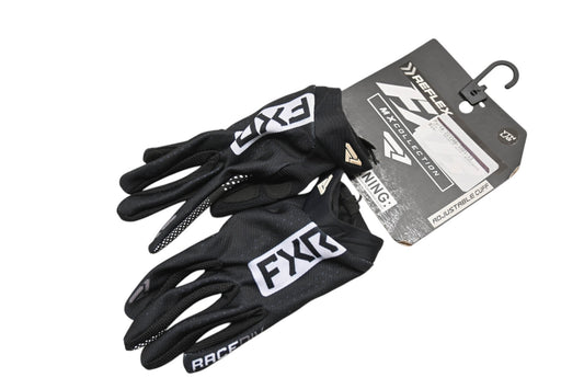FXR 223386-1001-13 Youth Large Black/White Reflex MX Gloves NOS