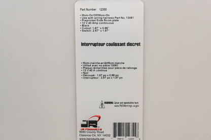 JR Products 12355 12V-40A On/Off/On Momentary Slide-Out Switch NOS