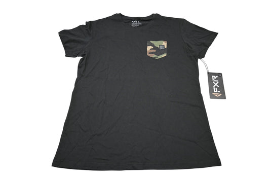 FXR 241416-1076-13 Womens Large Black/Camo Work Pocket T-Shirt NOS
