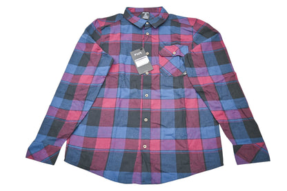 FXR 231116-0327-10 Mens Medium Dark Steel/Merlot Timber Flannel Longsleeve Shirt NOS