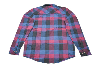 FXR 231116-0327-10 Mens Medium Dark Steel/Merlot Timber Flannel Longsleeve Shirt NOS