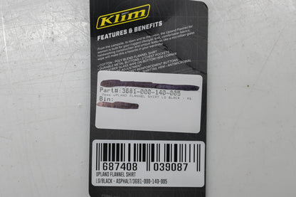 Klim 3681-000-140-005 Womens Large Black/Asphalt Upland Flannel Longsleeve Shirt NOS