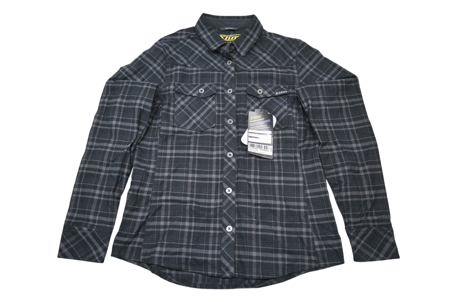 Klim 3681-000-130-005 Womens Medium Black/Asphalt Upland Flannel Longsleeve Shirt NOS