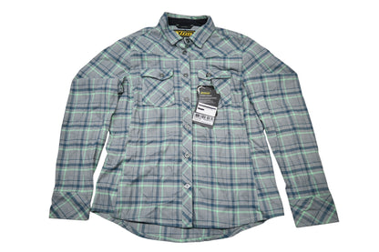 Klim 3681-000-130-631 Womens Medium Monument Gray/Wintermint Upland Flannel Longsleeve Shirt NOS