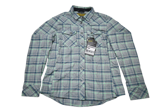 Klim 3681-000-130-631 Womens Medium Monument Gray/Wintermint Upland Flannel Longsleeve Shirt NOS
