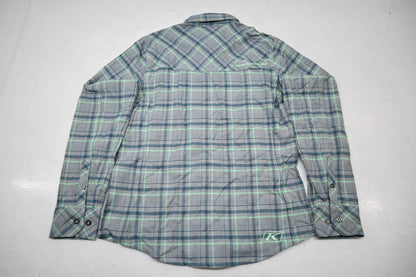 Klim 3681-000-130-631 Womens Medium Monument Gray/Wintermint Upland Flannel Longsleeve Shirt NOS