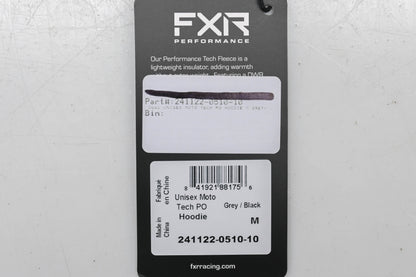 FXR 241122-0510-10 Unisex Medium Gray/Black Moto Tech Pullover Hoodie NOS