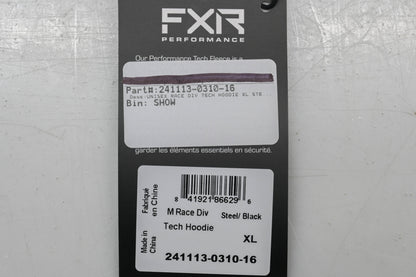 FXR 241113-0310-16 Mens XL Steel/Black Race Division Tech Hoodie NOS