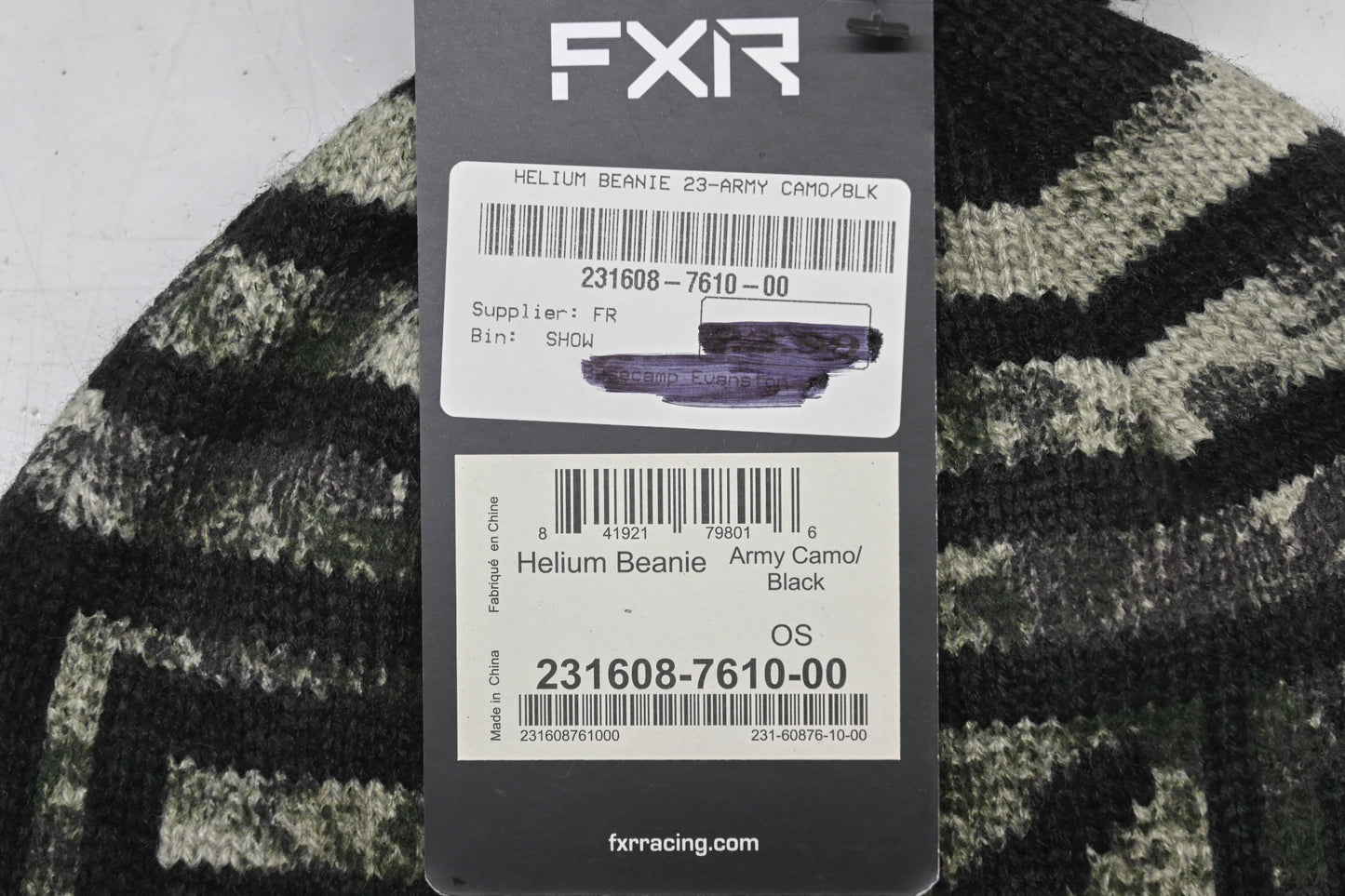 FXR 231608-7610-00 OS Army Camo/Black Helium Beanie NOS