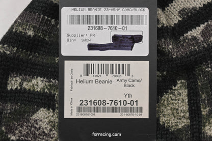 FXR 231608-7610-01 Youth Army Camo/Black Helium Beanie NOS
