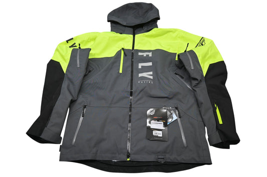 Fly Racing 470-52042X XL Black/Grey/Hi-Vis Carbon Jacket NOS
