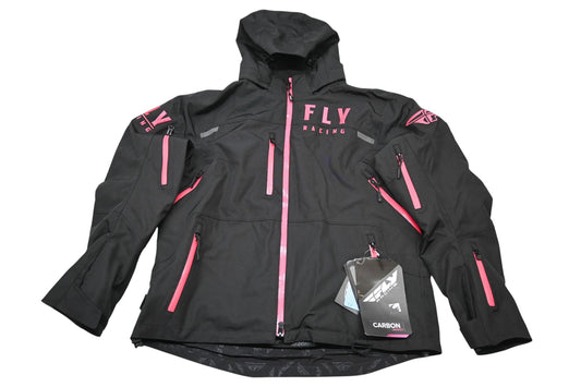 Fly Racing 470-4502L Womens Large Black/Pink Carbon Jacket NOS