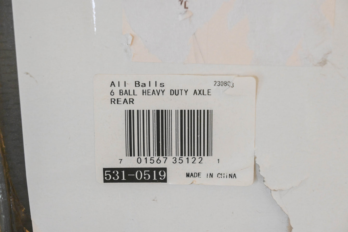 All Balls 531-0519, AB6-PO-8-334 6 Ball Heavy Duty Axle NOS