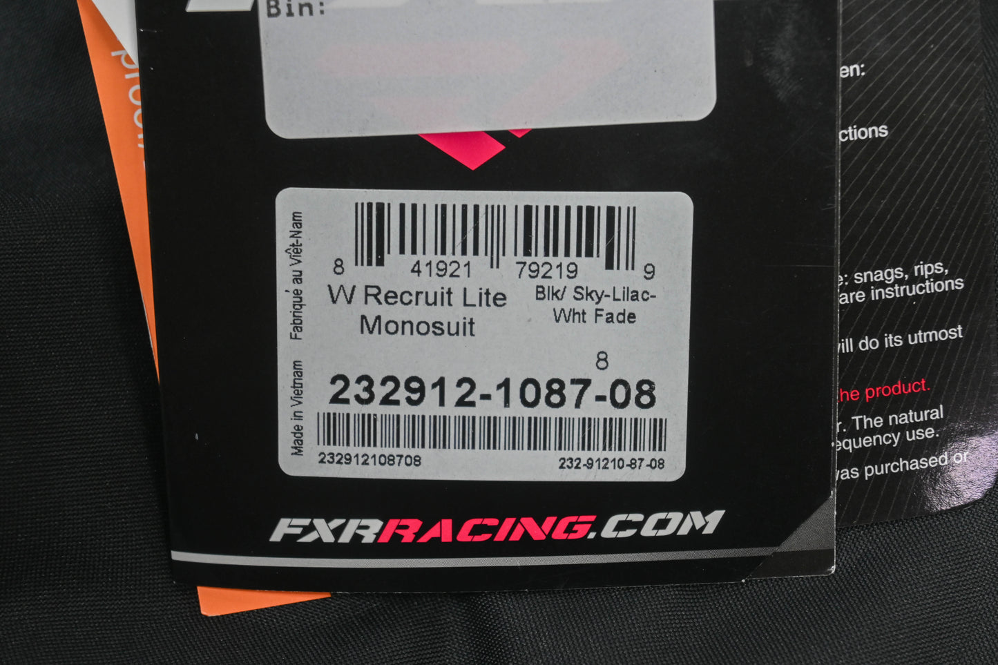 FXR 232912-1087-08 Womens Size 8 Black/Sky Blue-Lilac-White Fade Recruit Lite Monosuit NOS