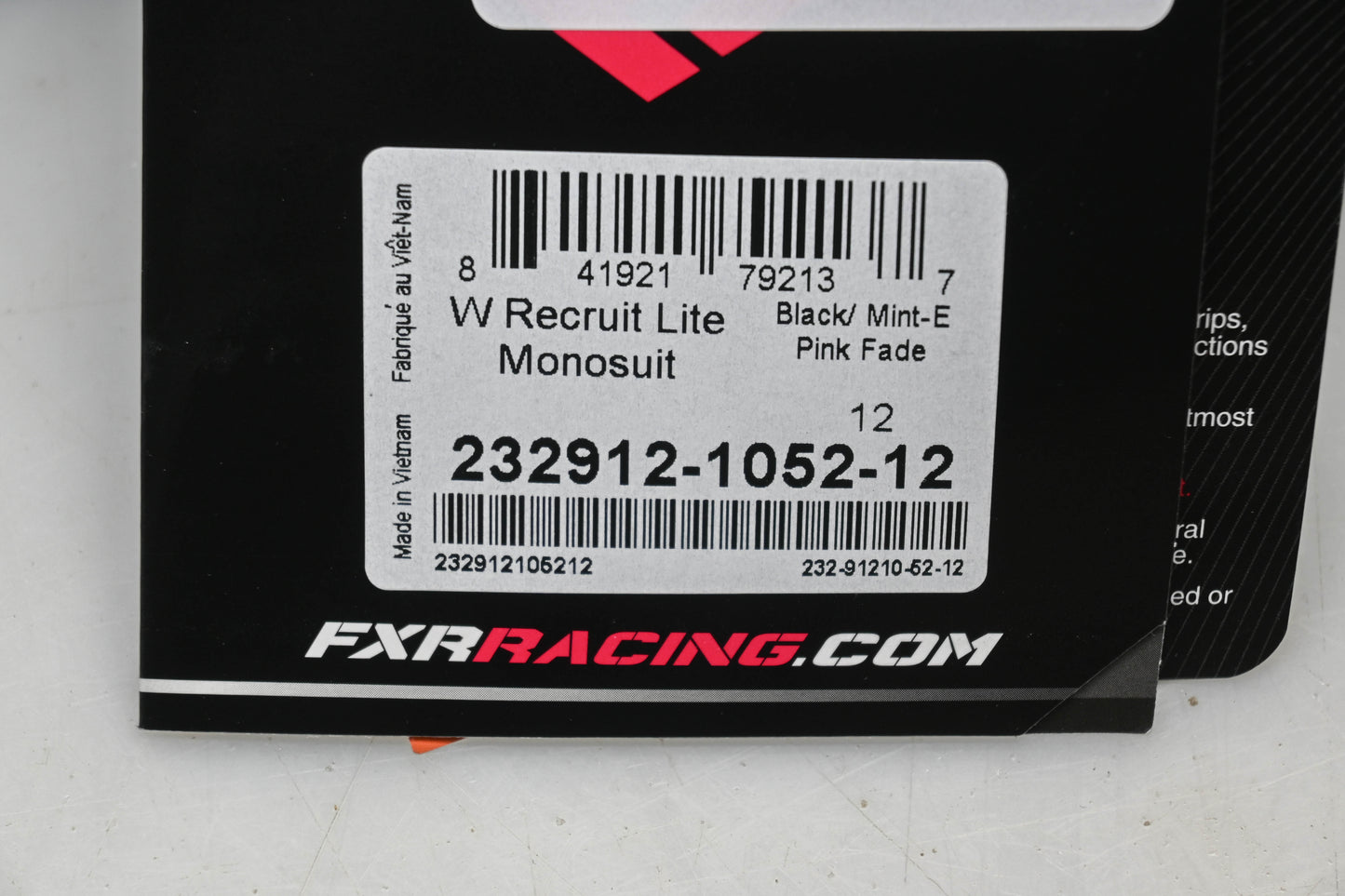 FXR 232912-1052-12 Womens Size 12 Black/Mint-E Pink Fade Recruit Lite Monosuit NOS