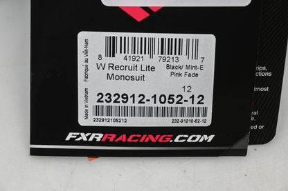 FXR 232912-1052-12 Womens Size 12 Black/Mint-E Pink Fade Recruit Lite Monosuit NOS