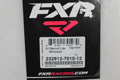 FXR 232912-7010-12 Womens Size 12 Sage/Black Recruit Lite Monosuit NOS