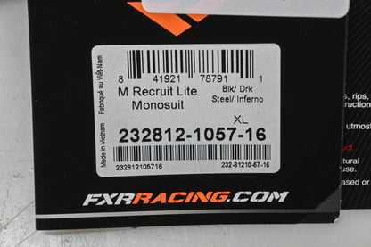 FXR 232812-1057-16 Mens XL Black/Dark Steel/Inferno Recruit Lite Monosuit NOS