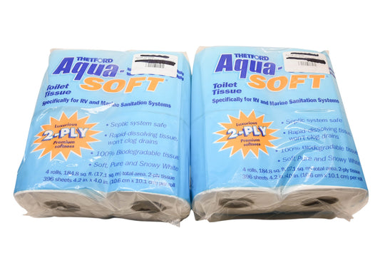 Thetford 03300, 13-0102 2-Ply 4-Pack Aqua-Soft Toilet Tissue Qty 2 NOS