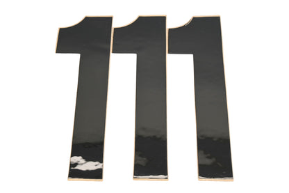 N-Style NII-1B 7" x 3.25" Black #1 Decals Qty 3 NOS