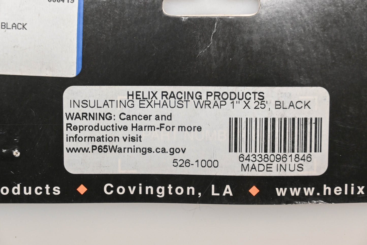 Helix Racing 526-1000 1" x 25' Black Insulator Exhaust Wrap NOS