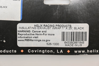 Helix Racing 526-1000 1" x 25' Black Insulator Exhaust Wrap NOS