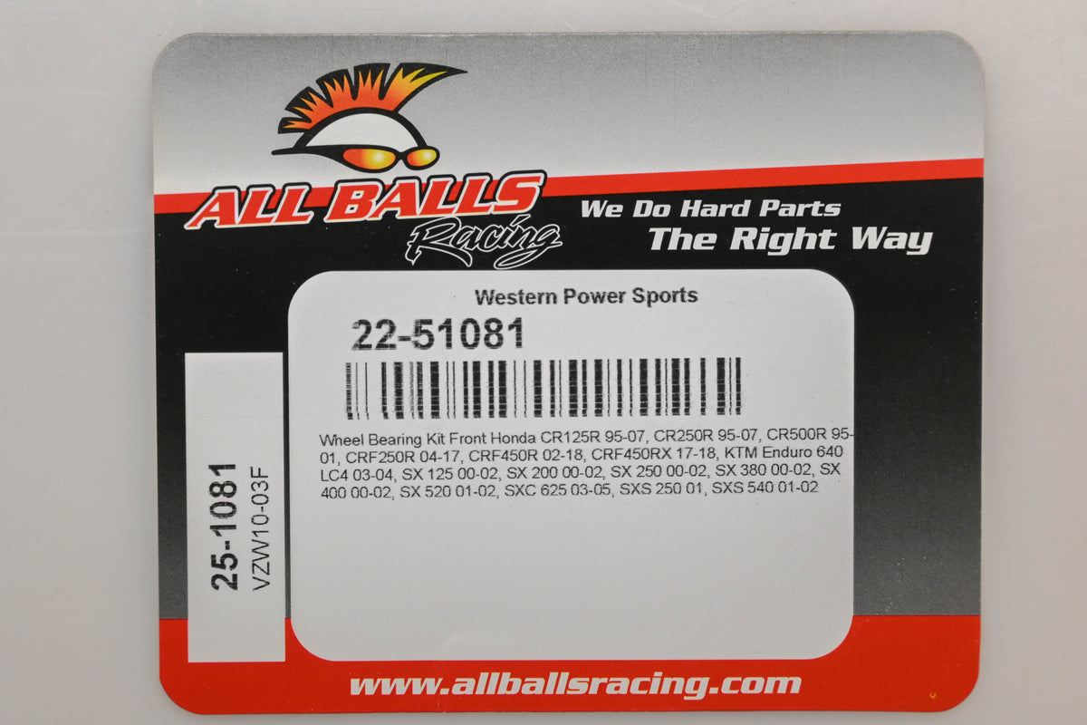 All Balls 22-51081 Front Wheel Bearing Kit NOS