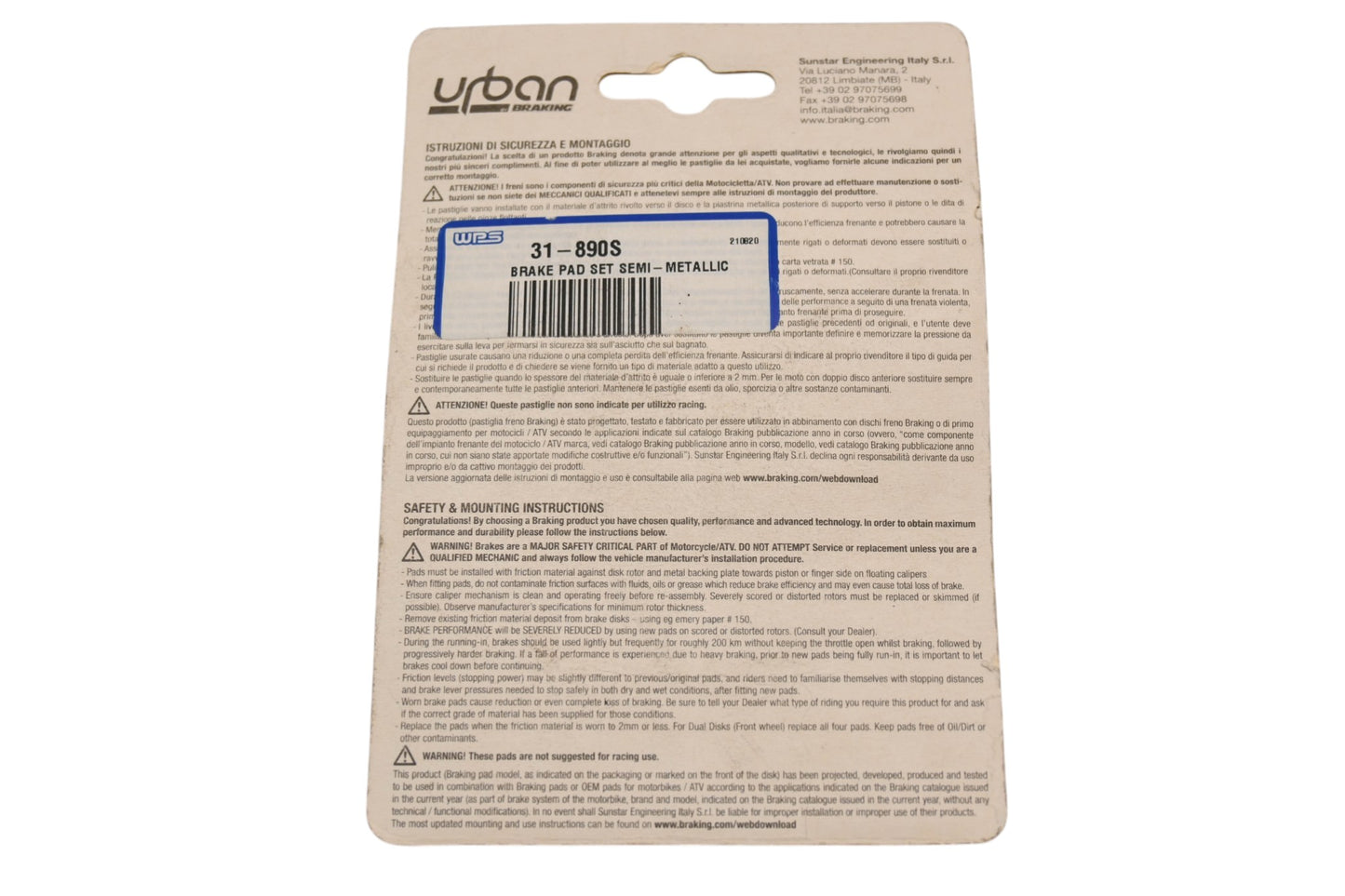 Braking 890SM1 Semi-Metallic Brake Pad Kit NOS