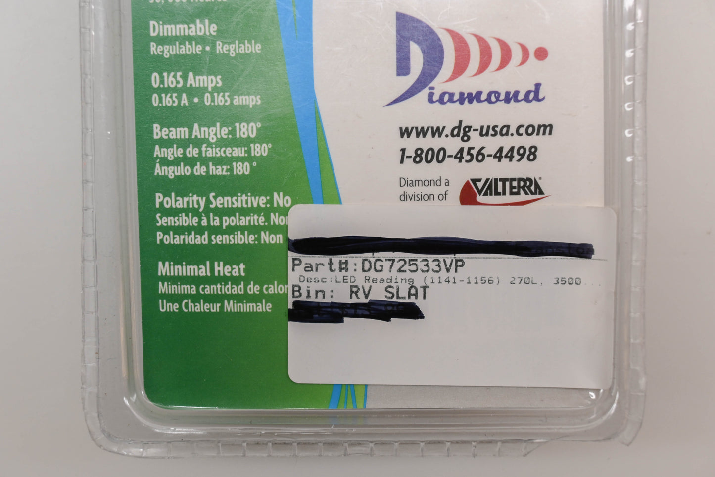 Diamond DG72533VP Cool White LED Bulbs Qty 2 NOS