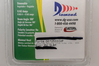Diamond DG725331 Warm White LED Bulbs Qty 2 NOS