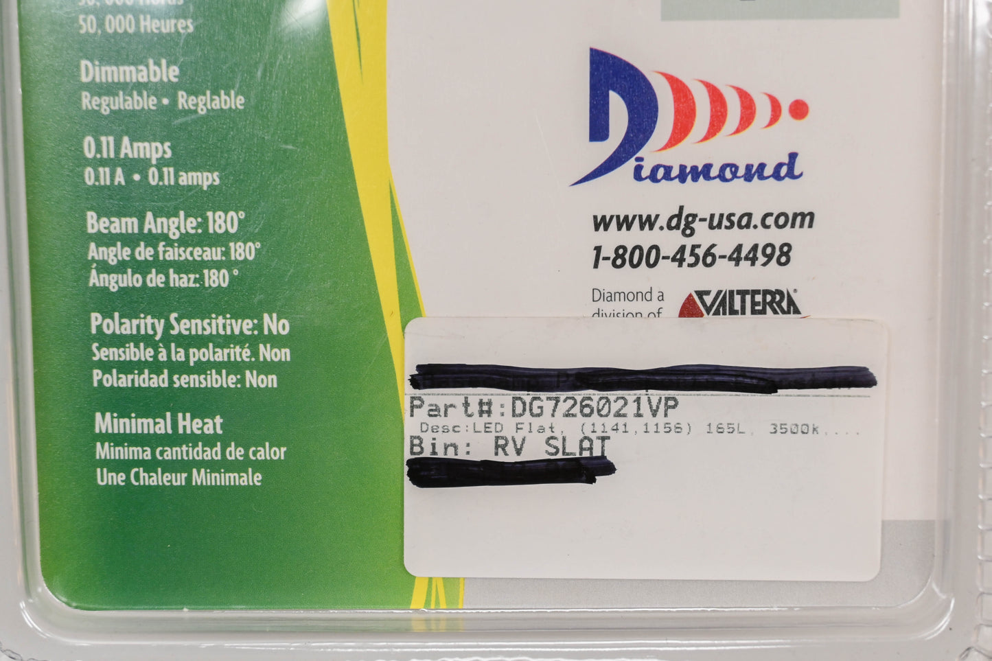Diamond DG726021VP Warm White LED Bulbs Qty 2 NOS