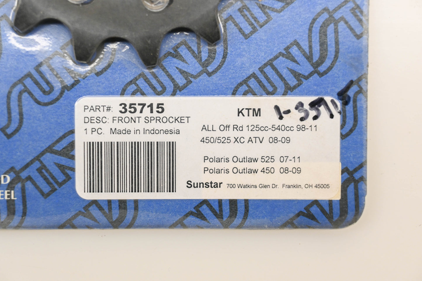 Sunstar 35715 15T/15 Spline Front Sprocket NOS
