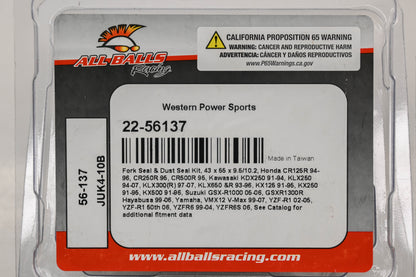 All Balls 22-56137 43 x 55 x 9.5/10.2mm Fork Seal Kit NOS