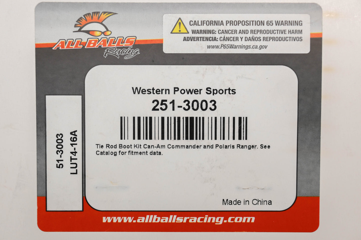 All Balls 251-3003 UTV Tie Rod Boot Kit NOS