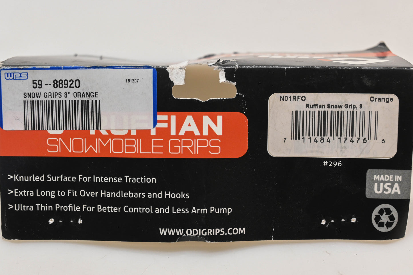 ODI 59-8892O, N01RFO 8" Orange Ruffian Snowmobile Grips Qty 2 NOS