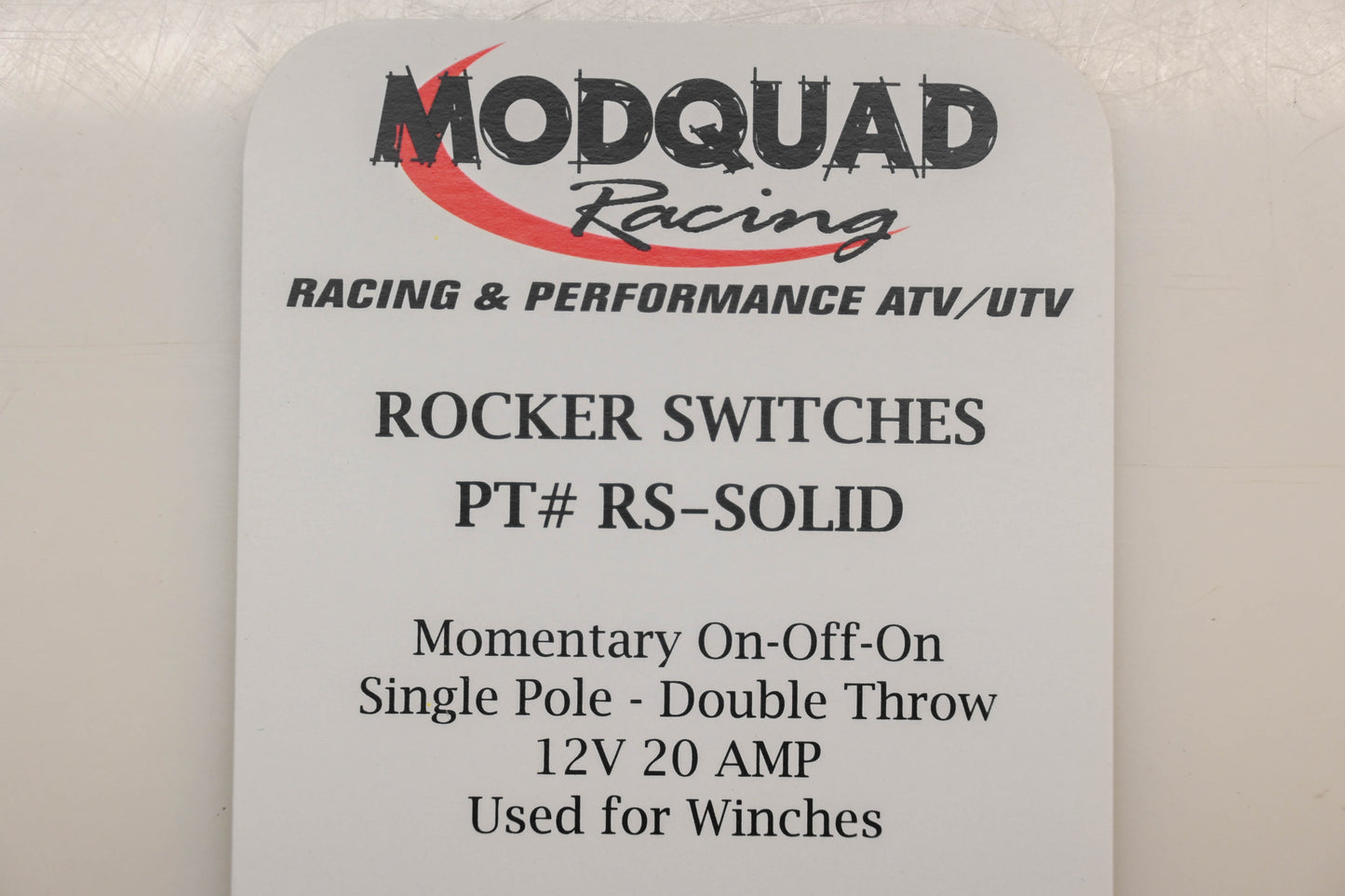 MODQUAD RS-SOLID 12V-20A Momentary On-Off-On Rocker Switch NOS