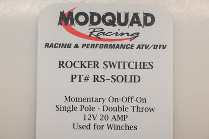 MODQUAD RS-SOLID 12V-20A Momentary On-Off-On Rocker Switch NOS