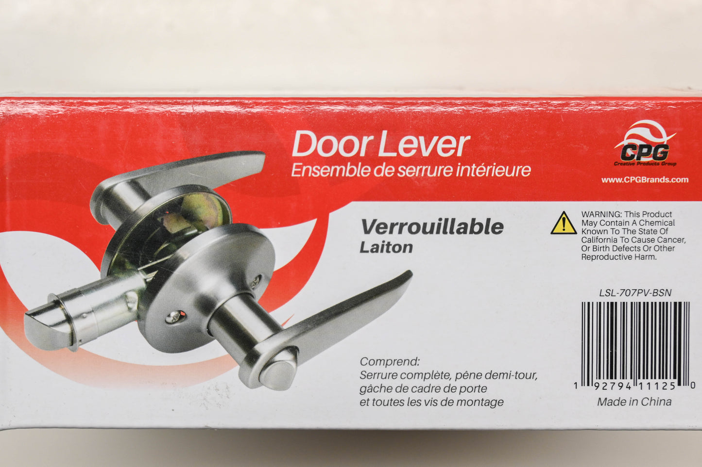CPG LSL-707PV-BSN Locking Door Lever Kit NOS