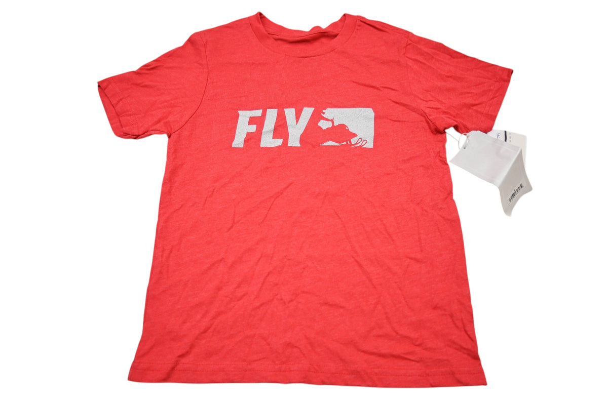 Fly Racing 352-0527YS Small Red/Grey Youth Primary T-Shirt NOS