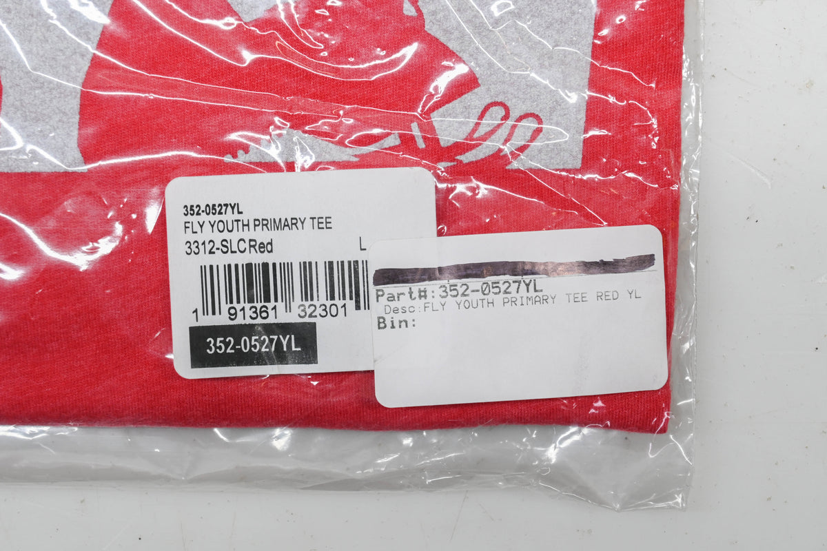 Fly Racing 352-0527YL Large Red/Grey Youth Primary T-Shirt NOS