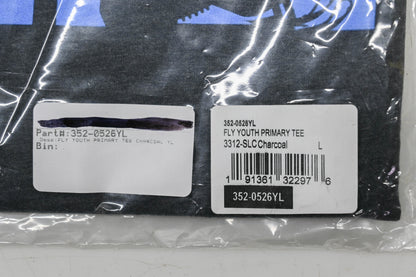 Fly Racing 352-0523YL Large Charcoal/Blue Youth Primary T-Shirt NOS