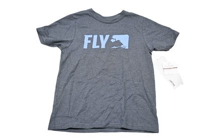 Fly Racing 352-0526YS Small Charcoal/Blue Youth Primary T-Shirt NOS