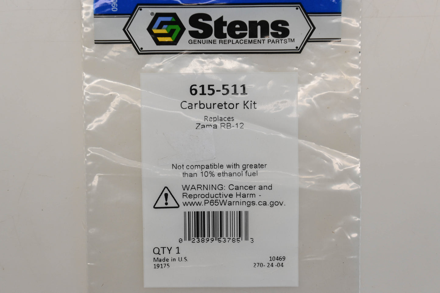 Stens 615-511, RB-12 Carburetor Repair Kit NOS