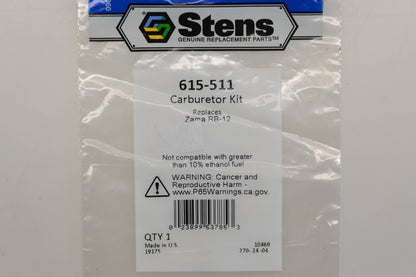 Stens 615-511, RB-12 Carburetor Repair Kit NOS